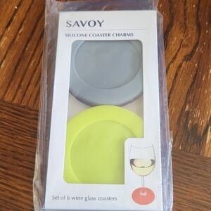 Silicone Coaster Charms - Set of 6 in Gray and Yellow